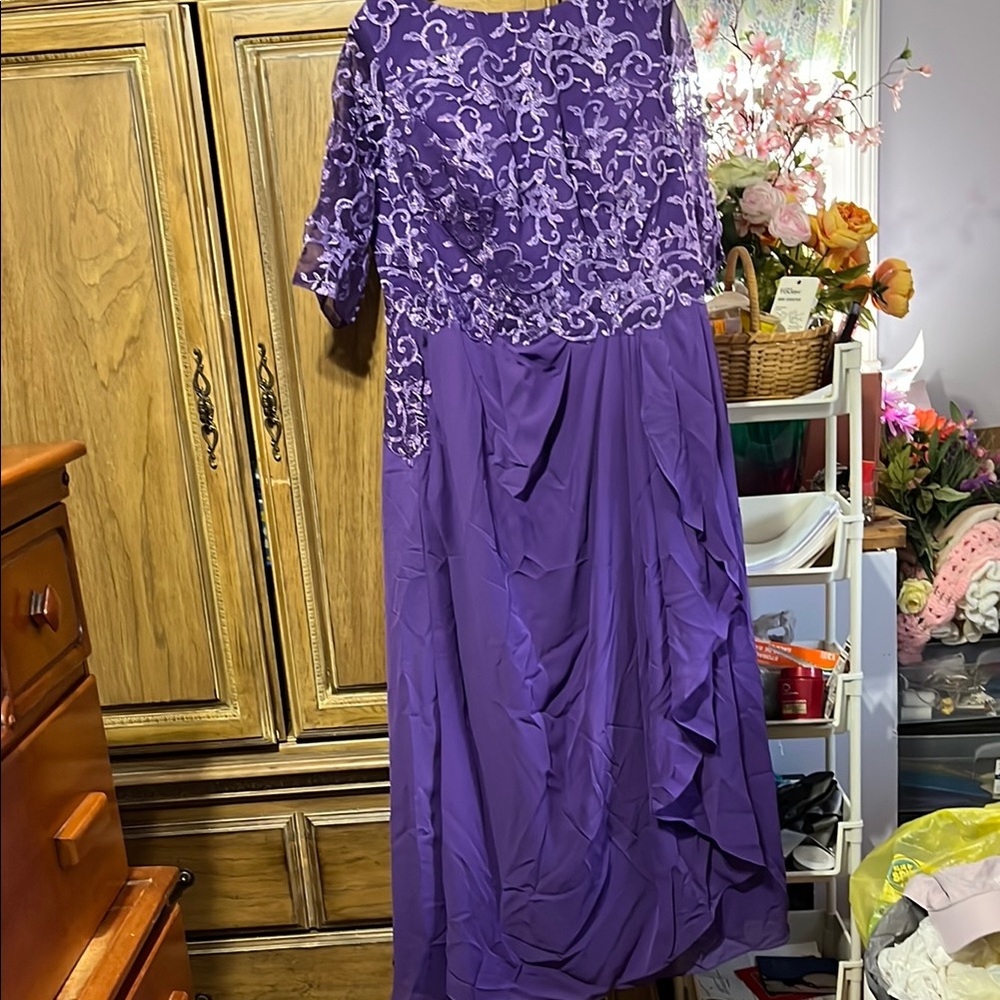 Elegant Purple Embroidered Dress